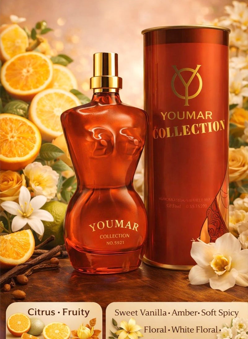 يومار عطر كولونيا فاخر للنساء 25 مل من مجموعة يومار | رقم 0014 عطر طويل الثبات بنفحات الفانيليا والعنبر والحمضيات الحلوة - Image 1